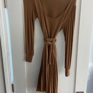 Long sleeve dress with built in belt a little above the knee length